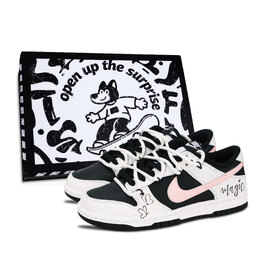 Nike Кроссовки для скейтбординга Dunk Low Top унисекс, черные dd1391-100（team883-蝴蝶魔法1男鞋盒） | black