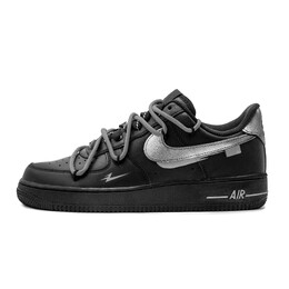 Nike Кроссовки Air Force 1 Silver Black Warrior, износостойкие, низкие, для скейтбординга, унисекс, серебристо-черные fz0627-010(team404-银黑武士) | silver black