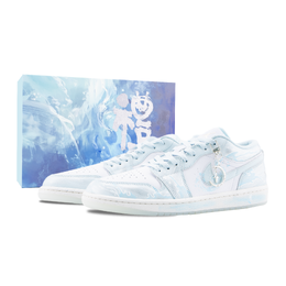 Jordan Баскетбольные кроссовки Air 1 Twilight Glow Buckle с износостойкой пряжкой, винтажные, низкие, унисекс, белые, синие hj5999-400（team626-薄暮浮光扣-sbox） | white blue (special box)