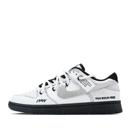 Nike Кроссовки для скейтбординга Dunk Low, устойчивые к истиранию, унисекс, серебристо-белые hq3462-191（team120-黑白线条） | silver white
