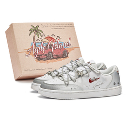 Nike Кроссовки Court Vintage Lively Island, Box, Silver Butterfly, износостойкие, низкие, для скейтбординга, женские, белые, серые cw1067-100(team799-银蝶s-box) | white gray
