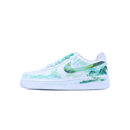 Nike Кроссовки Air Force 1 Singularity, Thousand Miles Scenery, износостойкие, низкие, для скейтбординга, унисекс, бирюзового цвета cw2288-111（team779- 千里江山） | turquoise