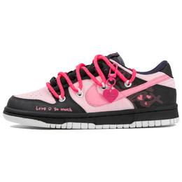 Nike Кроссовки для скейтбординга Dunk Low "Graffiti" с противоскользящим покрытием, износостойкие, женские, цвет черный, розовый dm1051-400(team4-女款无限心动) | black
