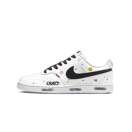 Nike Кроссовки Court Vision 1 Hip hop Graffiti, износостойкие, низкие, для скейтбординга, унисекс, черные, белые cd5463-101（team1168-嘻哈涂鸦) | black white