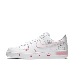 Nike Кроссовки для скейтбординга Air Force 1 Cat's Paws с амортизацией, износостойкие, женские, белые, розовые dh2920-111(team770-猫咪猫爪霓裳粉) | white pink