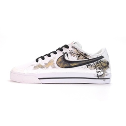 Nike Кроссовки Court Legacy Bamboo Shadow Ink, износостойкие, низкие, для скейтбординга, унисекс, черные, белые dh3162-100(team935-竹影墨韵) | black white
