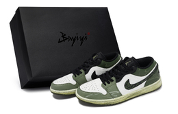 Jordan Баскетбольные кроссовки Air 1 Vintage, унисекс, низкие, цвет: черный/белый/зеленый 553558-092(team80-男女同款龙井s-box) | black white green
