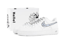 Nike Кроссовки Air Force 1 Low Top для скейтбординга унисекс, белые, серебристые cw2288-111(team18-镂空青瓷sbox) | white silver (special shopping bag)