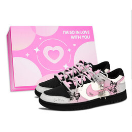 Nike Кроссовки для скейтбординга Dunk Black White, Flying Together Low Top, унисекс, серо-розовые hf5441-100（team-971比翼双飞女鞋盒） | gray pink