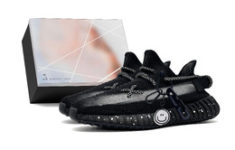 Низкие повседневные кроссовки Yeezy Boost 350 V2, унисекс, черные Adidas, Black (Box) hq4540(team372-一条白笑脸s-box） | black (box)