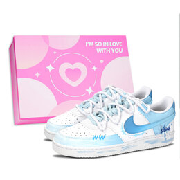 Nike Кроссовки Court Vision 1 Waterdrop Sparkling, износостойкие, низкие, для скейтбординга, унисекс, синие dh2987-101（team883-水滴闪耀女鞋盒） | blue