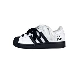 Adidas Низкие износостойкие кроссовки для скейтбординга Superstar 2, цвет унисекс, черный, белый ji0124(team502-黑白捂脸熊猫) | black white
