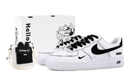 Nike Кроссовки для скейтбординга Air Force 1 Low Top унисекс, черные, белые hf0022-100(team943-简约线条黑) | black white