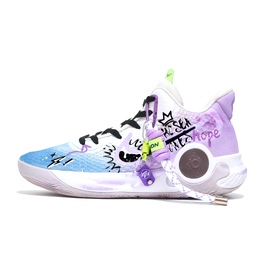 Nike Баскетбольные кроссовки KD Trey 5 IX с амортизацией, износостойкие, ударопрочные, средней высоты, унисекс, сине-фиолетовые dj6922-100（team1159-涂鸦艺术） | blue purple
