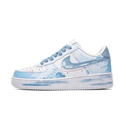 Nike Кроссовки Air Force 1 Cloud Galaxy, Footprint Innovation, износостойкие, низкие, для скейтбординга, унисекс, небесно-голубые cw2288-111(team726-云上星河) | sky blue