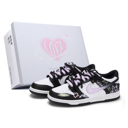 Nike Кроссовки для скейтбординга Dunk Sweetheart Little Meow, износостойкие, женские, черно-розовые dd1391-100（team342-甜心小喵） | black pink-valentine's day box