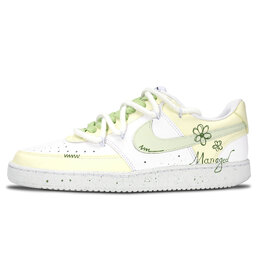 Nike Кроссовки Court Vision 1 Green Shade Small Flower, износостойкие, низкие, для скейтбординга, унисекс, светло-желтые dh2987-101（team883-绿荫小花） | light yellow