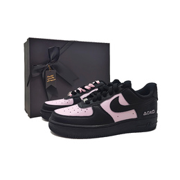 Nike Кроссовки Air Force 1 Berry Pink Rhythm FL Player, износостойкие, низкие, для скейтбординга, унисекс, черно-розовые cw2288-001(team603-莓粉律动礼盒） | black pink (box)