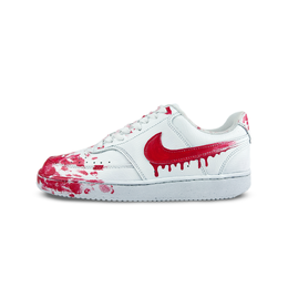 Nike Кроссовки для скейтборда Court Vision 1 Graffiti Declaration, устойчивые к истиранию, низкие, унисекс, белые, красные dh2987-100（team1249-涂鸦宣言） | white red