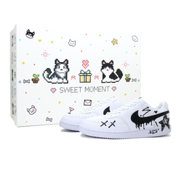 Nike Кроссовки для скейтбординга Court Vision 1, унисекс, низкие, черные, белые dh2987-101(team-1035-黑白星s-box) | cat and dog journal box