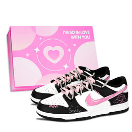 Nike Кроссовки для скейтбординга Dunk Black White, Sunshine Smile, устойчивые к истиранию, унисекс, розовые dd1391-100（team883-阳光微笑粉鞋盒） | pink