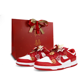Nike Кроссовки для скейтбординга Dunk Good Fortune And Prosperity, устойчивые к истиранию, низкие, унисекс, красные dd1873-116(team900-吉祥如意) | red