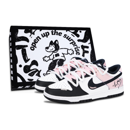 Nike Кроссовки для скейтбординга Dunk Heart Electric Diagram, противоскользящие, износостойкие, низкие, унисекс, черные, розовые dd1391-100(team883-爱心电图-box) | black pink