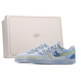 Nike Кроссовки Court Vision 1 Box, Lemon Wave Island, легкие и дышащие, низкие, для скейтбординга, унисекс, сине-желтые dh3158-101(team1241-柠浪光屿box) | blue yellow