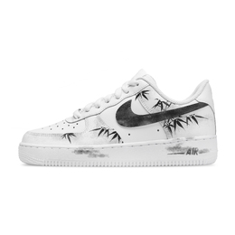 Nike Кроссовки Air Force 1 Bamboo Forest Air Force, износостойкие, низкие, для скейтбординга, унисекс, черные, белые cw2288-111(team796-竹林空军) | black white