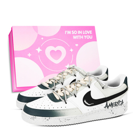 Nike Кроссовки для скейтборда Court Vision 1 Graffiti Carnival, износостойкие, низкие, унисекс, черные, белые, желтые dh2987-101（team-971涂鸦狂欢粉鞋盒） | black white yellow