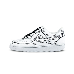 Nike Кроссовки для скейтборда Court Vision 1 Sketch Contour, устойчивые к истиранию, низкие, унисекс, черные, белые dh2987-100（team1249-素描轮廓） | black white