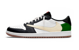 Jordan Баскетбольные кроссовки Travis Scott x Air 1 Travis Scott X AJ1 Low Top Vintage Unisex Black White Green dz4137-700（team1142-黑白绿） | black white green