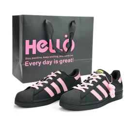 Adidas SUPERSTAR розово-черные, симпатичные, с кроликом, износостойкие, низкие, кроссовки унисекс, черные, розовые eg4959（team1188-粉黑萌兔s-box） | black