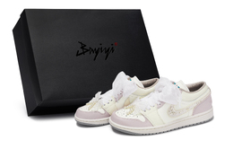 Jordan Баскетбольные кроссовки Air 1 Vintage, женские, низкие, бежевые/белые/розовые ih7323-100(team80-女款雾月芭蕾s-box) | beige white pink