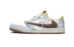 Jordan Баскетбольные кроссовки Travis Scott x Air 1 Low Top Vintage, унисекс, серо-белые dz4137-700(team1282-灰棕倒钩) | gray white