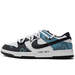 Nike Кроссовки для скейтбординга Dunk Indigo Fortune Note, износостойкие, низкие, унисекс, черные, белые, синие dd1503-101（team1094-靛青财运笺） | black white blue