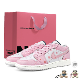 Jordan Баскетбольные кроссовки Air 1 Low Top Vintage унисекс розово-белые fq7687-300(team1053-樱落繁花ld) | pink