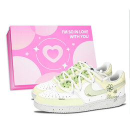 Nike Кроссовки Court Vision 1 Green Shade Small Flower, износостойкие, низкие, для скейтбординга, унисекс, светло-желтые dh2987-101（team883-绿荫小花女鞋盒） | light yellow