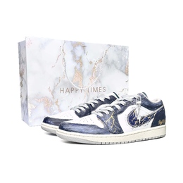 Jordan Баскетбольные кроссовки Air 1 Vintage, унисекс, низкие, фиолетово-золотистые fq7687-300（team1031-紫金风暴box） | purple (white marble special shopping bag)