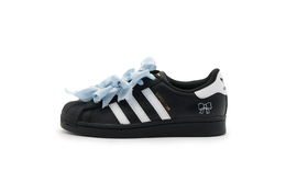 Adidas Низкие, износостойкие, противоскользящие кроссовки для скейтбординга SUPERSTAR, унисекс, черные, белые, синие eg4959（team719-蓝色之恋） | black white blue