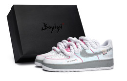 Nike Кроссовки для скейтбординга Air Force 1 Winter Story Low-Top унисекс, белые, синие, серые, розовые cw2288-111(team80-雪季物语粉s-box) | white blue gray pink