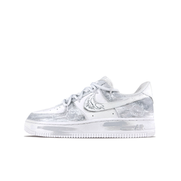 Nike Кроссовки Air Force 1 Mechanical Spirit, Little Footprints, износостойкие, низкие, для скейтбординга, унисекс, белые, серые cw2288-111(team83-小行迹） | white gray