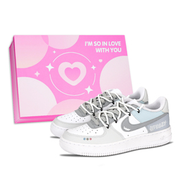 Nike Кроссовки Air Force 1 для скейтбординга, износостойкие, серо-синие, унисекс dd8959-100（team883- 字母复古女鞋盒） | gray blue