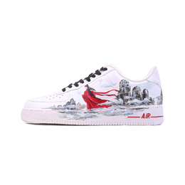 Nike Износостойкие и легкие низкие кроссовки для скейтбординга Air Force 1 унисекс черно-белые cw2288-111(team779-国风-苍兰款) | black white