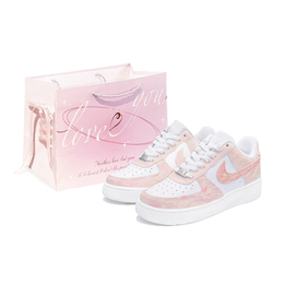 Nike Кроссовки для скейтбординга Air Force 1, унисекс, низкие, белые/персиково-розовые dd8959-100(teamtwo-粉雾海bag) | peach pink