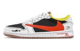 Jordan Баскетбольные кроссовки Travis Scott X Air 1 Vintage, унисекс, низкие, красные dz4137-700(team1381-黑白倒钩) | black red white