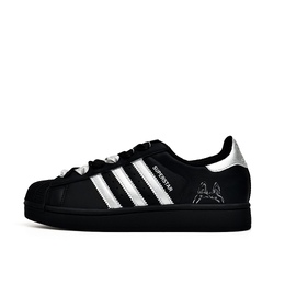 Кроссовки для скейтбординга Superstar 2, унисекс, низкие, черные/серебристые Adidas, Black Silver ji0079(team920-银河萌宠) | black silver