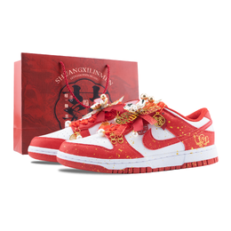 Nike Кроссовки для скейтбординга Dunk Perfect Match Of Joy, износостойкие, низкие, унисекс, красные dd1873-116(team626-喜结良缘) | red