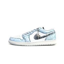 Jordan Баскетбольные кроссовки Air 1 Denim Luxury, износостойкие и легкие, винтажные, низкие, унисекс, серо-синие fq7687-300（team1031-牛仔轻奢2） | gray blue