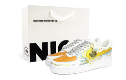 Nike Кроссовки для скейтбординга Air Force 1, устойчивые к истиранию, низкие, унисекс, сине-золотые cw2288-111(team1110-荷鲁斯之眼） | blue gold